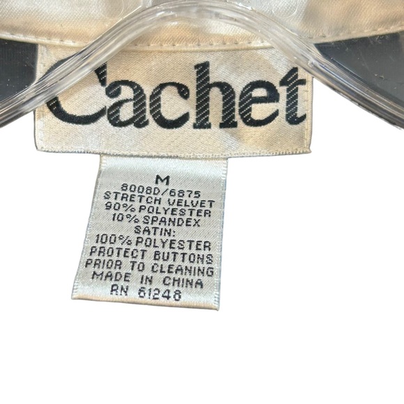 Cachet velvet black and white blouse Size M elegant cocktail attire - Picture 3 of 5